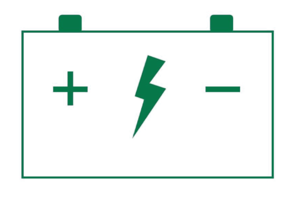 Visuelle Darstellung eines Energiespeichers in Form einer klassischen Autobatterie.